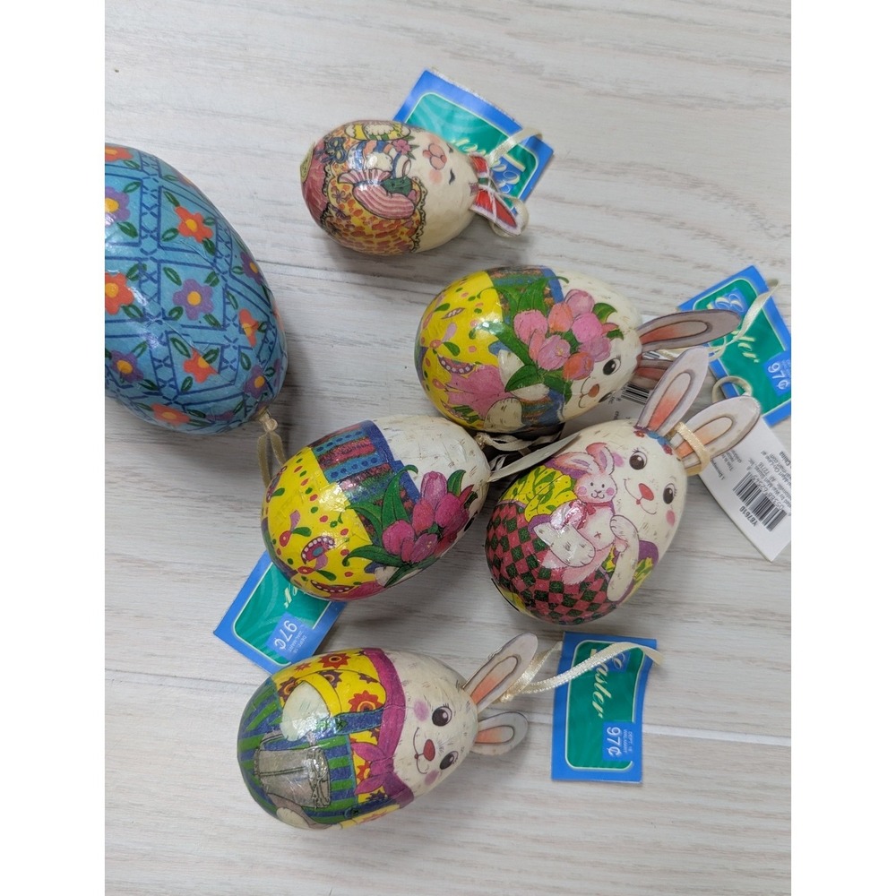 Walmart Easter Egg Ornaments Decoupage Bunny Floral Set of 5